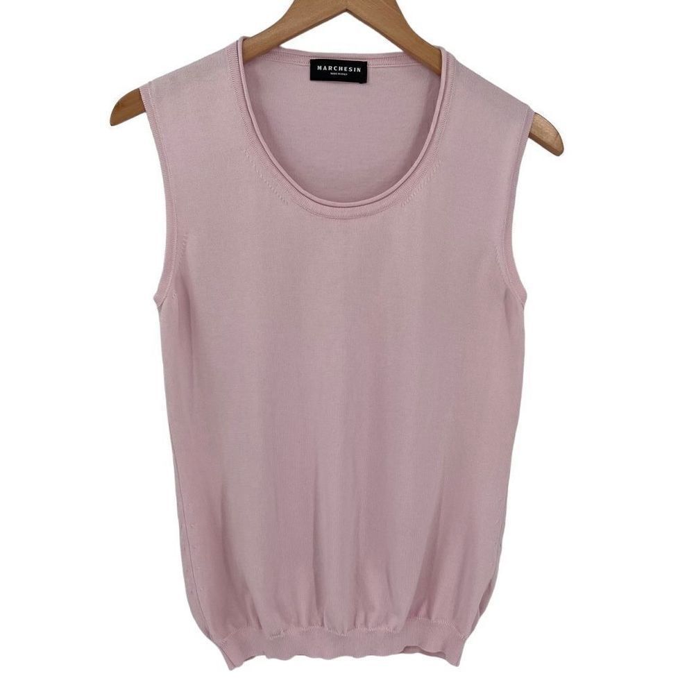 Marchesin Sleeveless Scoop Neck Pullover Sweater Lightweight Women XL Pink‎